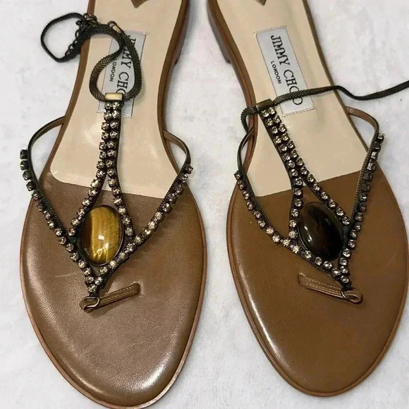 Jimmy Choo SZ 9 Brown tiger eye sandals - Picture 9 of 9